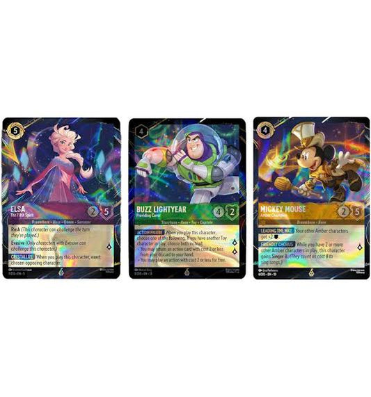 Hong Kong Disneyland Lorcana Promo Exclusive Elsa Mickey Mouse Buzz 3Pcs Set